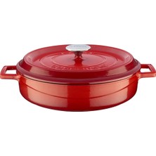 Lava Döküm Çok Amaçlı Yayvan Tencere. Trendy Serisi ÇAP(Ø)32CM. Kırmızı
