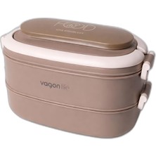 Vagonlife 2 Katlı Bento Lunch Box 1140 ml Paslanmaz Çelik Sefer Tası Sızdırmaz Yemek Kabı Çor