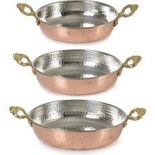 3lü Set Bakır Sahan Seti 14-16-18CM Üçlü Omlet Yumurta Tavası Çekiç Dövme Sahanları