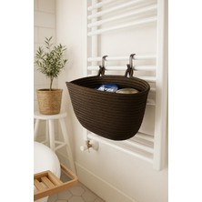 Ahs Tasarım Doğal Hasır Askılı Sepet – Banyo & Mutfak Duvar ve Petek Havlupan Üstü Organize
