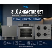 Beko Üst Segment Gri Cam Ankastre Set