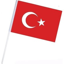 Çıtalı Bayrak Kağıt 21X29 cm 25 Adet Ay Yıldızlı Türk Bayrağı Çıtalı Sopalı Büyük B