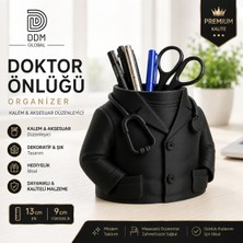 Ddm Global Doktor Önlüğü Kalemlik Organizer Siyah  – Doktor Temalı Masaüstü Kalem ve Aksesuar Düzenleyici – Şık Dekoratif Hediye