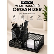 Need ND-1040 Metal Mesh Masaüstü Organizer – 3 Bölmeli Çok Amaçlı Düzenleyici | Siyah