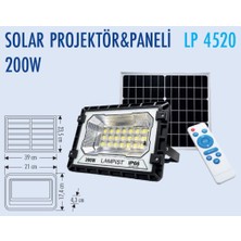 Lampist 200W Solar LED Projektör – Güneş Enerjili Uzaktan Kumandalı Su Geçirmez Dış Mekan Sokak ve Bahçe Aydınlatması