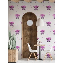 S Digital Mor Orkide Desenli Şeffaf Duvar Sticker – 120X80 cm - Salon ve Balkon Dekoru -Kendinden Yapışkanlı Pvc Folyo