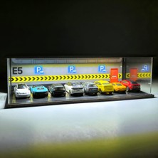 Goodsıgn Diorama Garaj 1/64 Ölçek 8, LED Işıklı USB Kablolu Model Araba Pleksi Kapaklı Dekoratif Vitrin