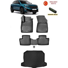 Ahlparts Renault Austral Mild Hybrid 2023 Sonrası Uyumlu 3D Havuzlu Paspas ve 3D Alt Kademe Bagaj Havuzu Seti Asma Koku ve Numaratör Hediyeli