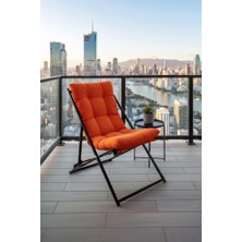 Napper Katlanabilir Turuncu Şezlong - Su Geçirmez Kumaş, Metal Iskelet, Balkon ve Bahçe Sandalyesi