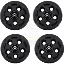 Otokap Universal Citroen Jumper 5 Bijon Siyah Jant Göbeği 4 Lü Takım Jant Göbek Kapağı Uyumlu Set