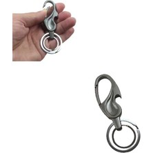 Çift Anahtar Halkalı Kemer Köprüsü Vb. Takılabilen Kancalı Metal Füme Açacak Anahtarlık (1