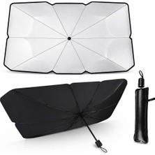 Vios Store Araba Ön Cam Güneşliği Şemsiye (140X80 Cm) - Deri Kılıflı Katlanabilir Oto Güne�