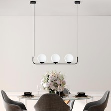Şık Metal Gövdeyle Modern 3'lü Avize Mutfak ve Salon Için, SIYAH-13715