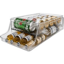 Sunup Iki Katlı Buzdolabı Rafı 37X14X19.5 cm Yan Askılı Şeffaf Mutfak Düzenleyici SN-38899