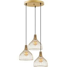 Modern Metal Gövdeli Avize, Salon ve Mutfak Için E27 Uyumlu, Altın-2