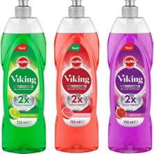 Viking Technopower 3'lü Bulaşık Deterjanı Misket Limon, Kara Incir, Greyfurt 750 ml x 3 Adet