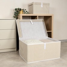 Çok Amaçlı Düzenleyici Kapaklı Sandık Tipi Kutu Hurç Organizer (50 x 40 x 30, Kahverengi)