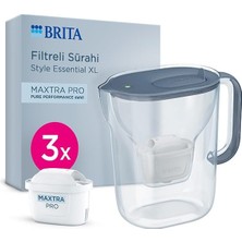 Brıta Style Essential Xl 3 x Maxtra Pro Pure Performance Filtreli Su Arıtma Sürahisi – Taş Mavi