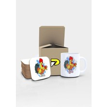Horoz Tasarımlı Baskılı Kupa Bardak Seti, Eğlenceli Özel Hediye Mug