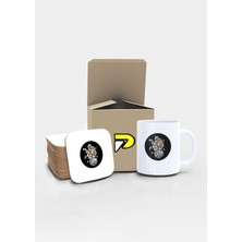 Astronot ve Kahve Uzay Tasarımlı Baskılı Kupa Bardak Seti, Eğlenceli Özel Hediye Mug