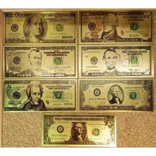 Gündüz Ticaret Abd Dolar Hatıra Altın Varaklı 7 Adet Takım Set Koleksiyonluk / K-128