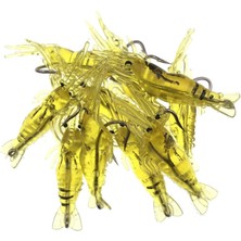Valkyrie 12 Adet Fosforlu Kancalı Silikon Karides Olta Yem Sahte Yapay Iğneli Balık Yemi Sarı