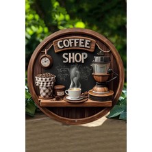 Coffee Shop Temalı Uv Baskılı 3D Gürünümlü Mdf Duvar Süsü – DT077,DT077 33 x