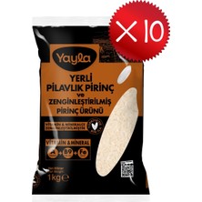 Yayla Yerli Pilavlık Pirinç ve Zenginleştirilmiş Pirinç Ürünü (A+B9+Fe) 1 kg X10