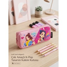 Tüftürük Çok Amaçlı K-Pop Tasarım Kalem Kutusu Pembe