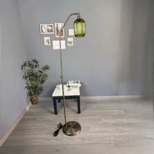 Bamyum Wingmn Yeşil Cam Lambader Modern Dekoratif Metal Oturma Odası Zemin Lambası