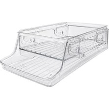 Sunup Buzdolabı Içi Iki Katlı Raf 34X13.5X16.8 cm Yan Askılı Şeffaf Mutfak Düzenleyici SN-38900