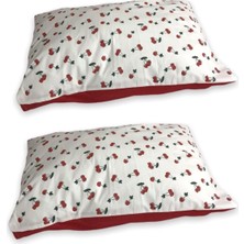 Bebek Özel Bebek Çocuk Yastık Kılıfı 35X45 Cm, 2 Adet, Kirazlı Kırmızılı