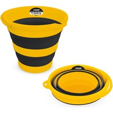 Sgs Katlanır Kova, Sarı ve Siyah, Silikon, 12 Litre, Taşınabilir ve Kompakt Tasarım
