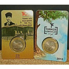 Gündüz Ticaret Meclisin Açılışı ve Türkçe Olimpiyatları Hatıra Para Lotu Orta Kondisyon 2 Adet Özel Kitinde / 1