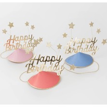Meri Meri - Happy Birthday & Stars Party Hats(Foıl) - Happy Birthday & Yıldızlar Parti Şapkaları (6'lı)