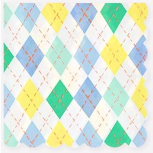 Meri Meri - Argyle Large Napkins - Baklava Desenli Peçeteler - L - 16 Adet