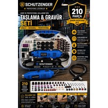 SCHUTZENGER 210 Parça Gravür Makinesi Oyma Taşlama Zımparala Delme Kesme Seti Hortumlu Mavi Germany