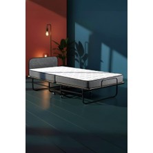Niron Bonbon Katlanır Yatak | 90X200 cm | Metal Karyola, Kapitoneli Metal Başlık, 14 cm Sünger Yatak