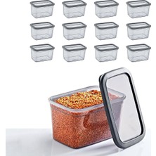 12'li Set Skali Dikdörtgen Saklama Kabı Antrasit 1210 ml