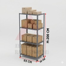 Ayyıldız Raf 59X93X200 cm 4 Katlı Modüler Çelik Raf Sistemi – Elektrostatik Fırın Boyalı Çok Amaçlı Depolama ve Ayakkabılık Rafı