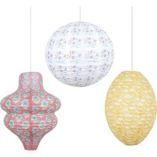 Meri Meri - Flora Pink & Yellow Lanterns - Flora Pembe & Sarı Fenerler - 3 Adet