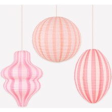 Meri Meri - Pink Lanterns - Pembe Fener Asılan Süsler - 3 Adet