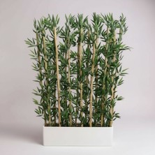 Erhan Flowers Premium Yapay Bambu Seperatör 160 cm - Siyah Mdf Saksılı 10 Dal