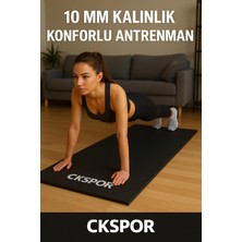Ckspor 10 mm Pilates Yoga Minderi, Spor Egzersiz Matı, 180X60 Cm, Siyah
