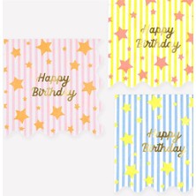 Meri Meri - Bright Star Happy Birthday Large Napkins - Parlak Yıldız Happy Birthday Peçeteler - L - 16 Adet