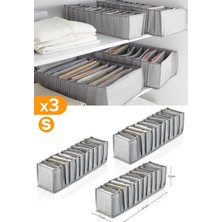 3 Adet - 11 Gözlü Gri Benekli Çekmece Içi Düzenleyici Organizer – Small