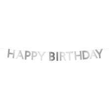 Meri Meri - Tırtıklı Gümüş Happy Birthday Asılan Süs