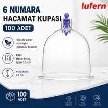 Lufern Profesyonel 6 Numara Hacamat Kupası Sırt Karın Diz Omuz Bacak Tek Kullanımlık Iz Bırakmaz 100 Adet