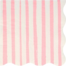Meri Meri - Pink Stripe Large Napkins - Pembe Çizgili Peçeteler L - 16 Adet