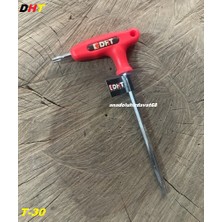 Dht S2 Çelik T30 mm Delikli Tork Alyan Anahtar Uzun Tork Anahtar Saplı T30
